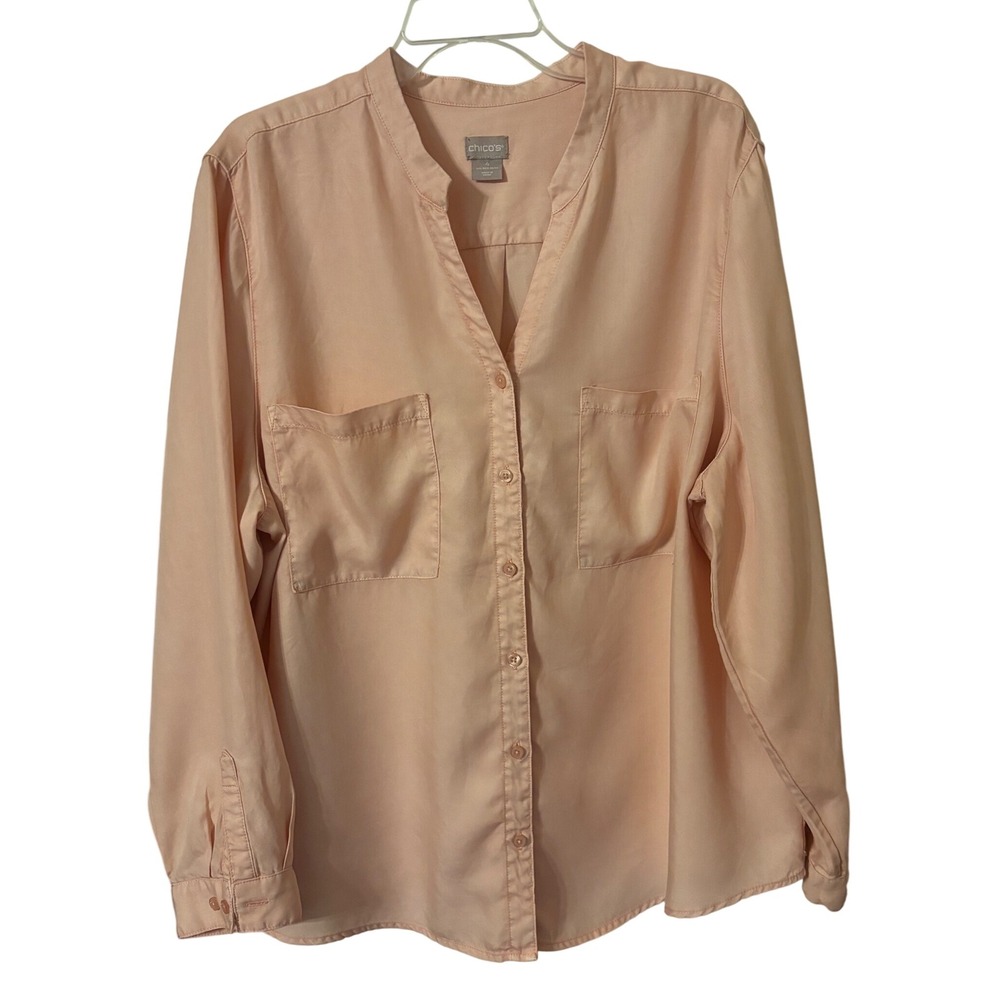 Chicos Women's Blouse Button Down Top Long Sleeve Size 4X US 20/22 Pink
